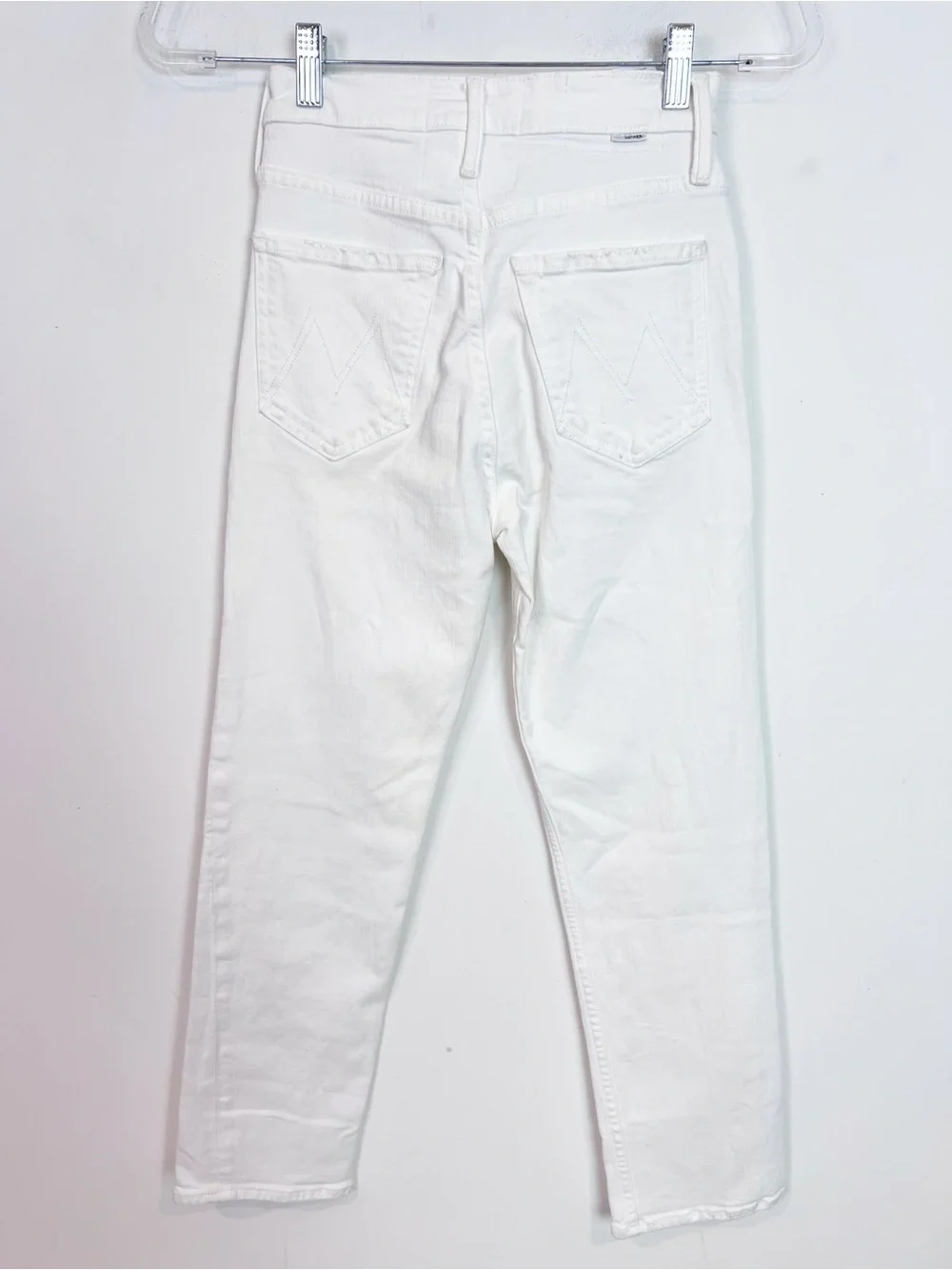 MOTHER SUPERIOR WHITE BUTTON FLY HIGH RISE TOMCAT STRAIGHT JEANS SZ 24